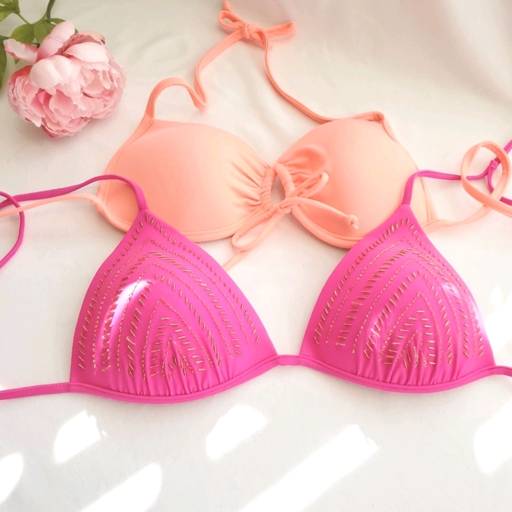 New! 2fer MUDD String Bikini Tops  Size Large Supercute!